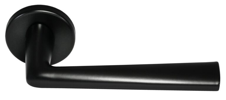 MORELLI THE FORCE R6 NERO-ST, ручка дверная на круглой розетке, цвет — Черный «soft-touch»