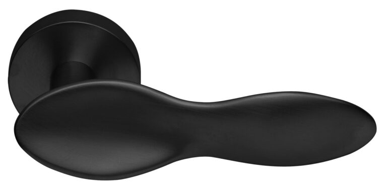 MORELLI LUNCH R6 NERO-ST, ручка дверная на круглой розетке, цвет — Черный «soft-touch»