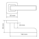 MORELLI MH-44 GR/CP-S55, ручка дверная "Flex", на квадратной накладке, цвет - графит/хром — дополнительное фото