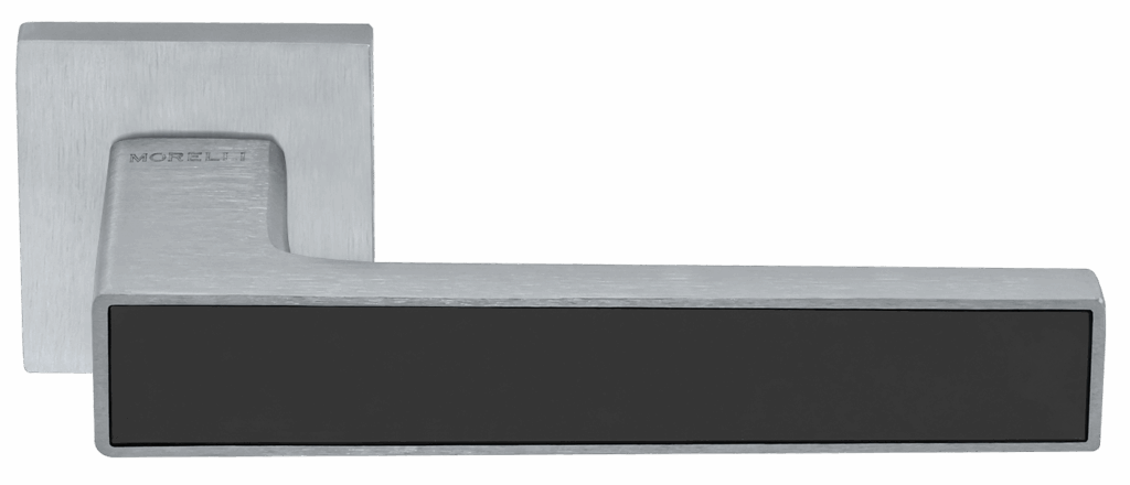 MORELLI MH-48-S6 SSC/BL, ручка дверная «Sulla», на квадратной розетке 6 мм, цвет — суперматовый хром/черный