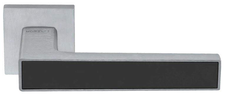 MORELLI MH-48-S6 SSC/BL, ручка дверная «Sulla», на квадратной розетке 6 мм, цвет — суперматовый хром/черный